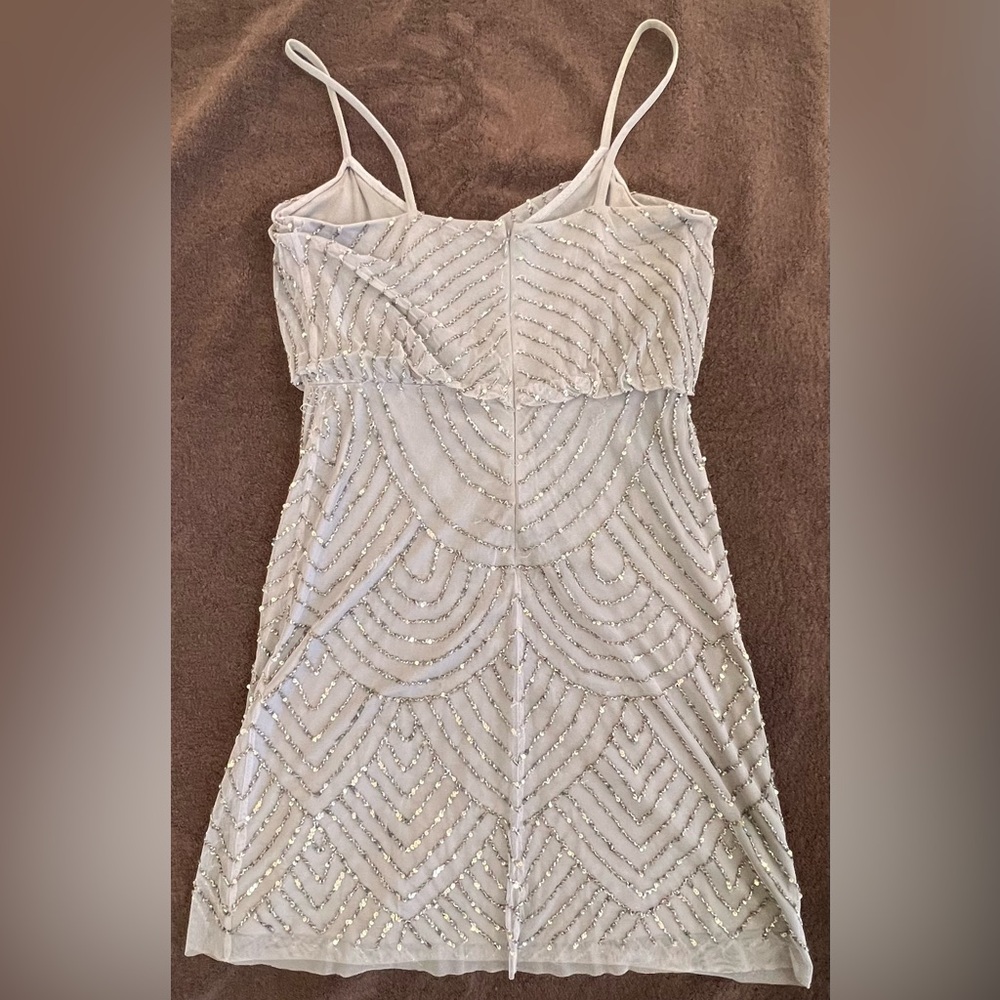 Adrianna Papell Art Deco Style Dress - Women’s Size 10 - Dusty grey/purple - Picture 4 of 16